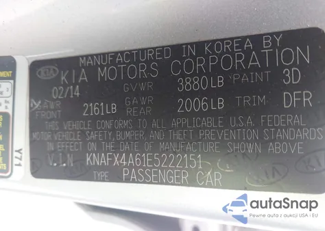 2014 Kia Forte Lx z USA, uszkodzony, nr VIN KNAFX4A61E5222151